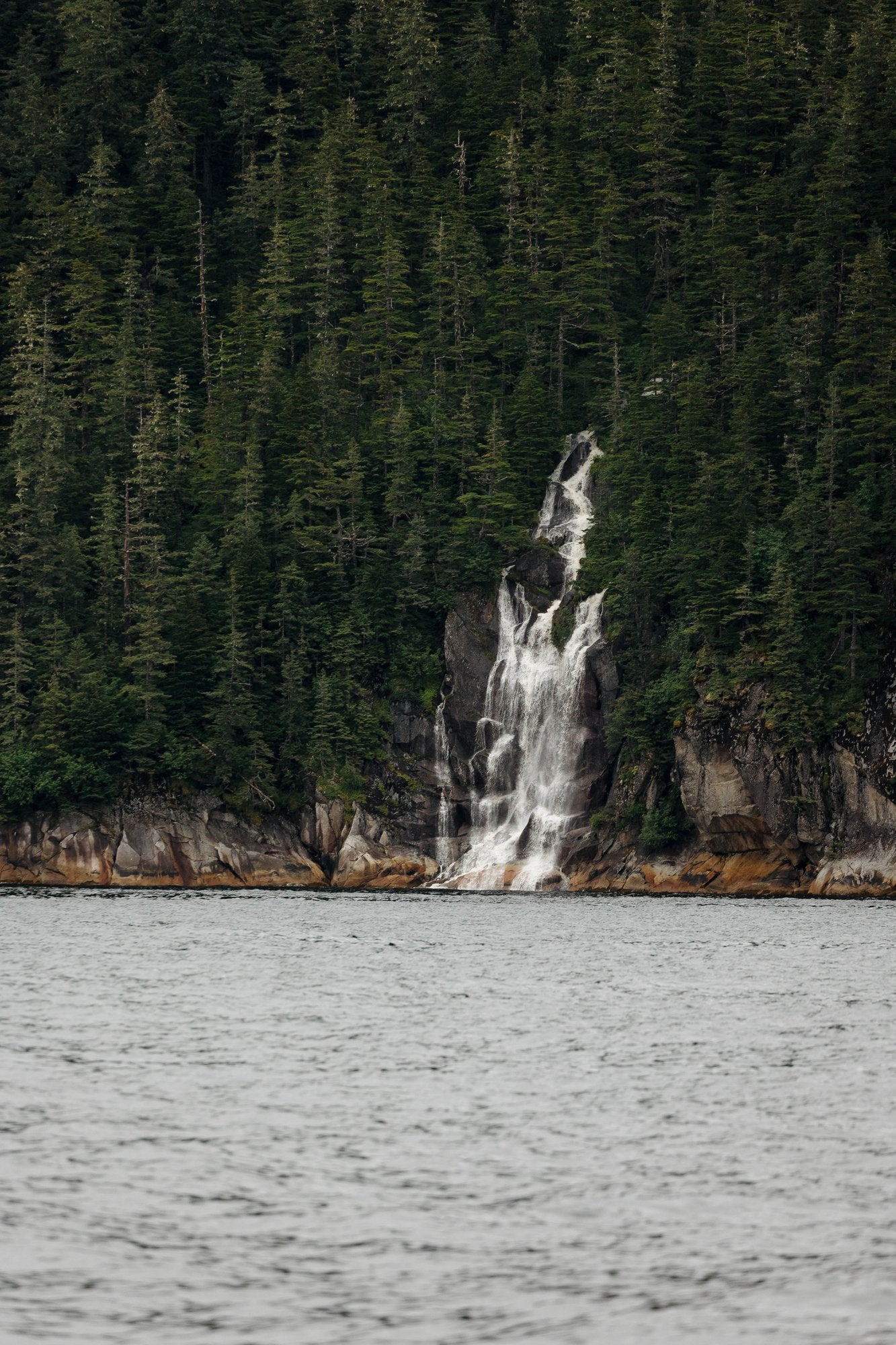 Coastal Waterfall from Sea