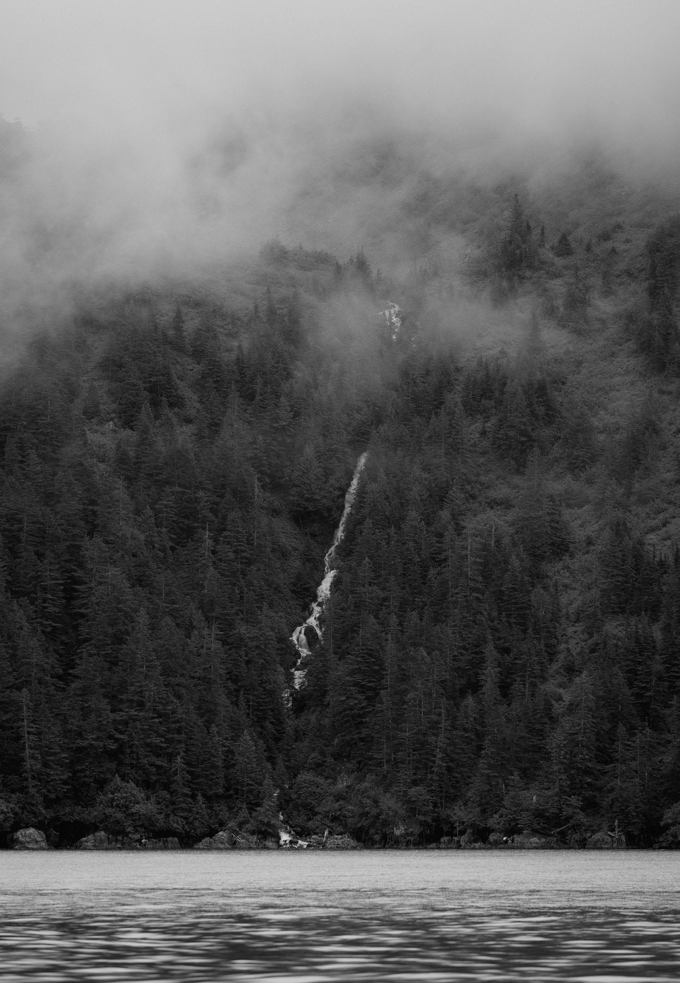 Waterfall on Mountain B&W